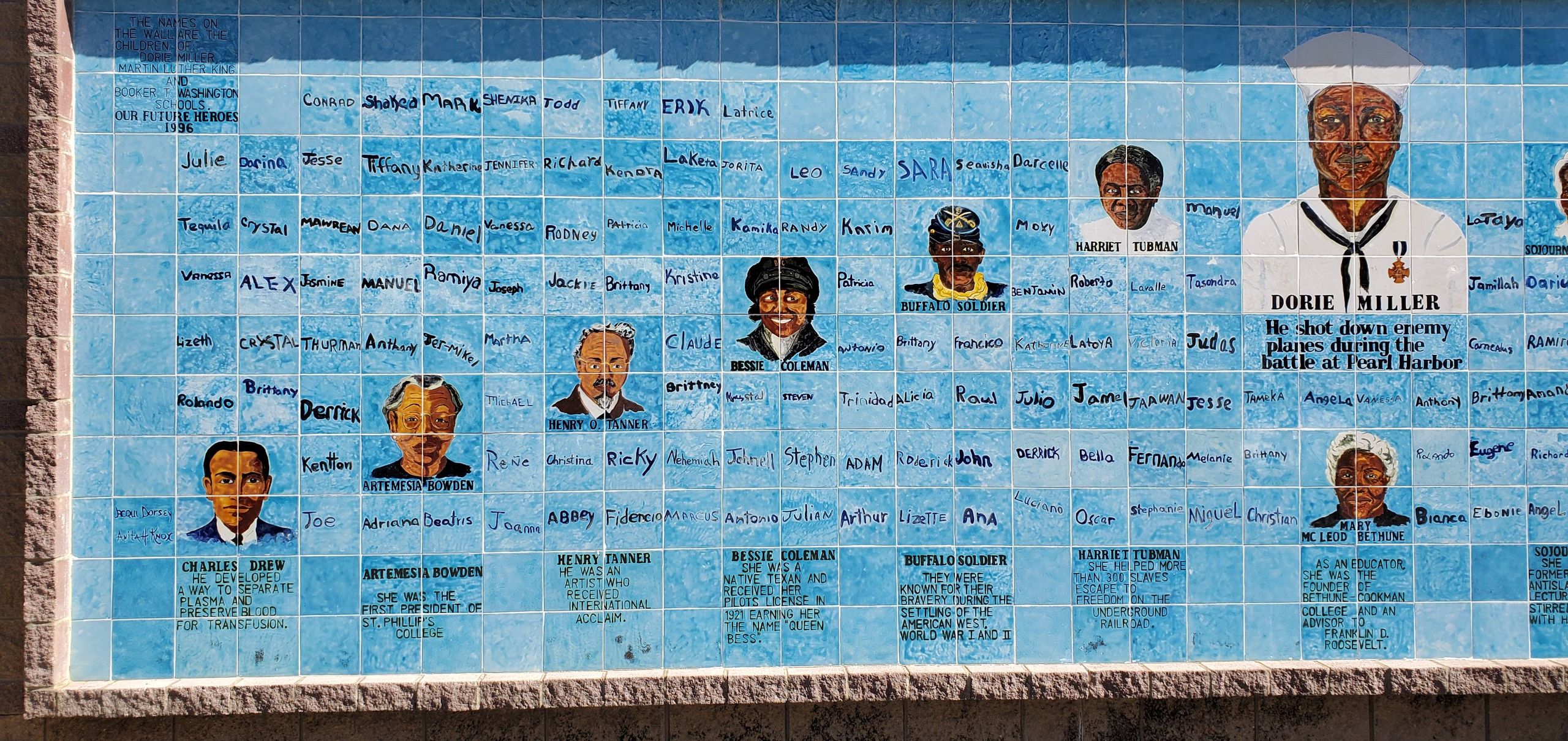 A close up of the left side of the Dorie Miller Mural.